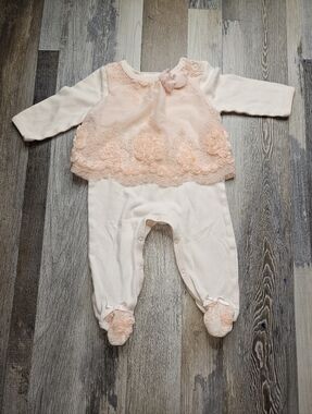 Baby Biscotti Lace Top Footie 6m